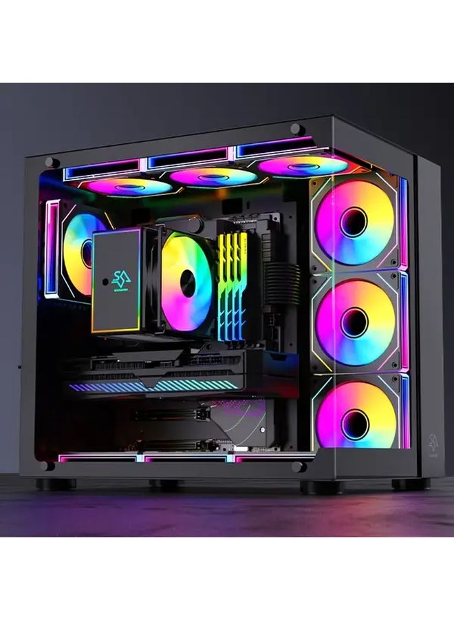 Xuanfengxia Magic Space Prism 7MAX ARGB مروحة تبريد الكمبيوتر 3 حزمة أسود تحكم إيجابي في درجة الحرارة هادئة - Image 3